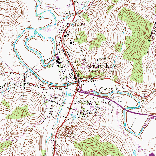 Topographic Map of Jane Lew, WV