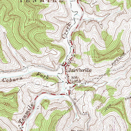 Topographic Map of Jarvisville, WV