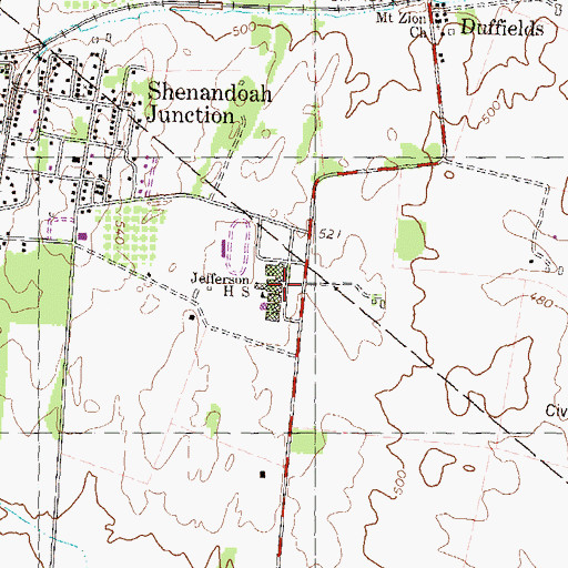 Topographic Map of Jefferson High School, WV