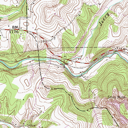 Topographic Map of Jerry Run, WV