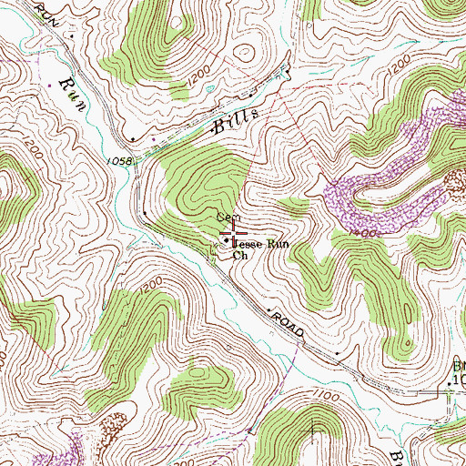 Topographic Map of Jesse Run Church, WV
