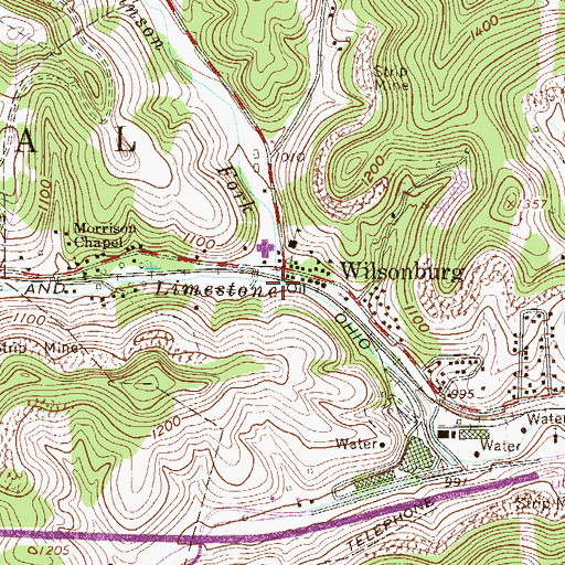 Topographic Map of Johnson Fork, WV