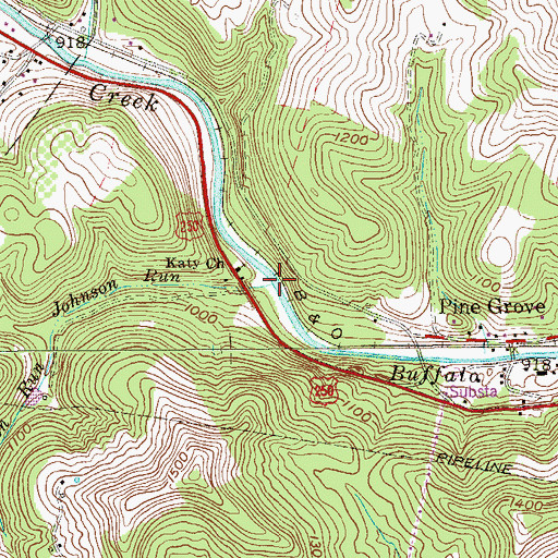 Topographic Map of Johnson Run, WV