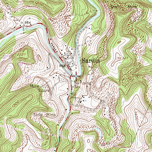 Topographic Map of Katy Lick Run, WV