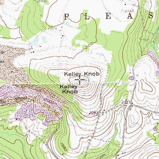 Topographic Map of Kelley Knob, WV
