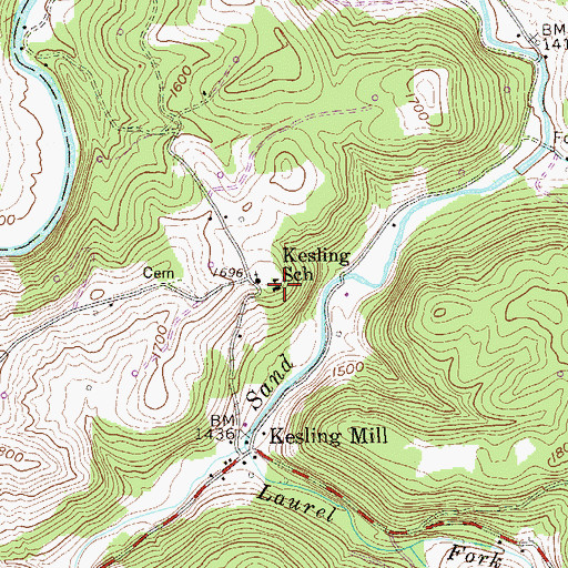 Topographic Map of Kesling School (historical), WV