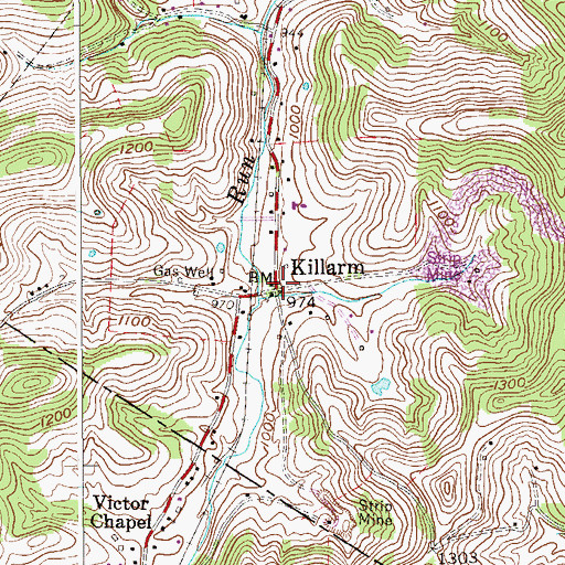 Topographic Map of Killarm, WV
