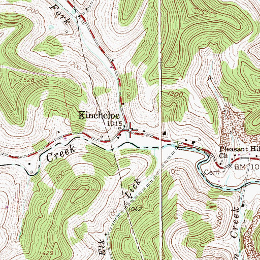 Topographic Map of Kincheloe, WV