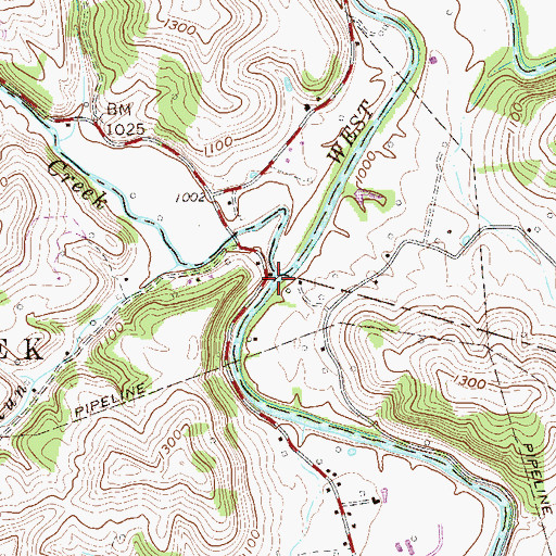 Topographic Map of Kincheloe Creek, WV
