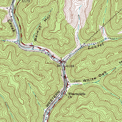 Topographic Map of Laurel Fork, WV