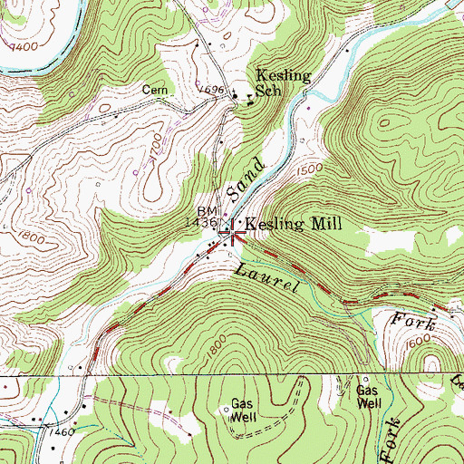 Topographic Map of Laurel Fork Sand Run, WV