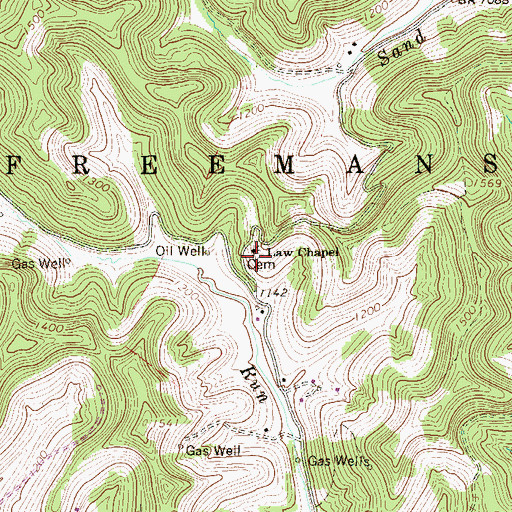 Topographic Map of Law Chapel, WV
