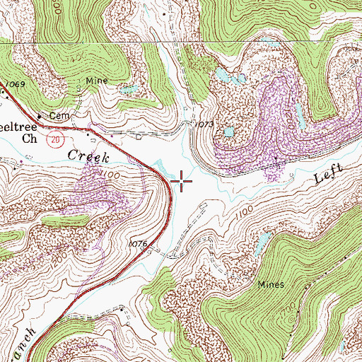 Topographic Map of Left Branch Gnatty Creek, WV