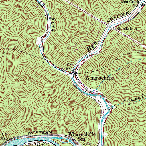 Topographic Map of Left Fork Ben Creek, WV