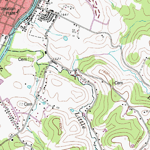 Topographic Map of Left Fork Little Sand Run, WV