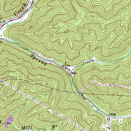 Topographic Map of Left Fork Spring Fork, WV