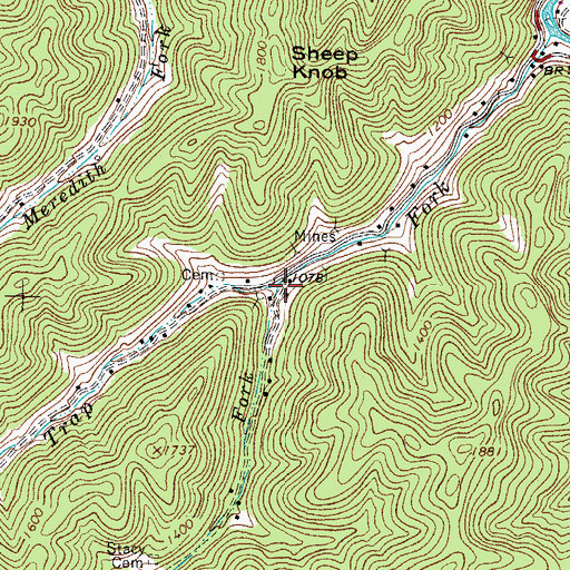 Topographic Map of Left Fork Trap Fork, WV