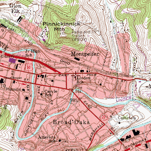 Topographic Map of Linden School (historical), WV