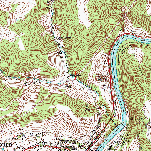Topographic Map of Little Mill Fall Run, WV
