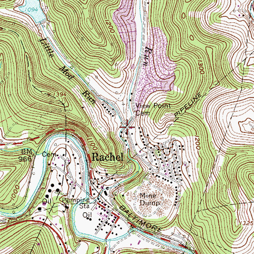Topographic Map of Little Mod Run, WV