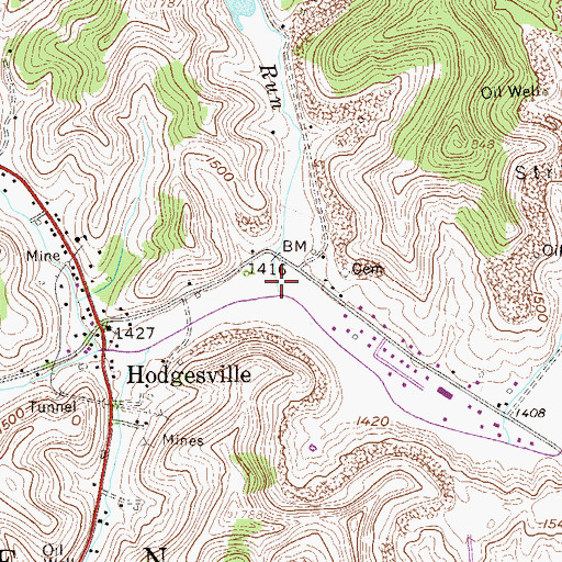 Topographic Map of Little Pecks Run, WV