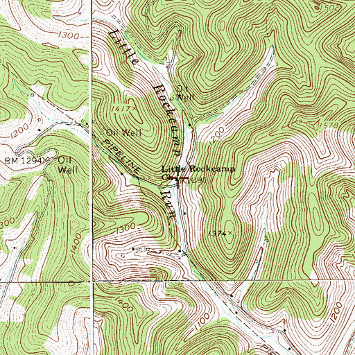 Topographic Map of Little Rock Camp Baptist Church, WV