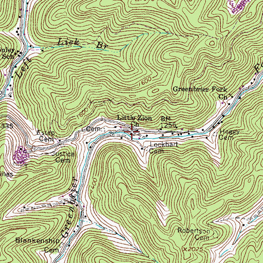 Topographic Map of Little Zion Church, WV