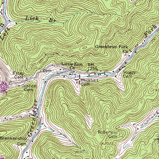 Topographic Map of Lockhart Cemetery, WV