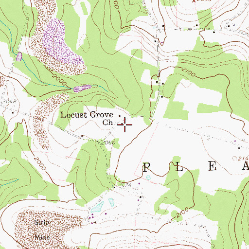 Topographic Map of Locust Grove United Methodist Church, WV