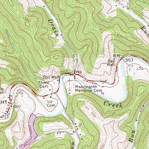 Topographic Map of Long Drain, WV