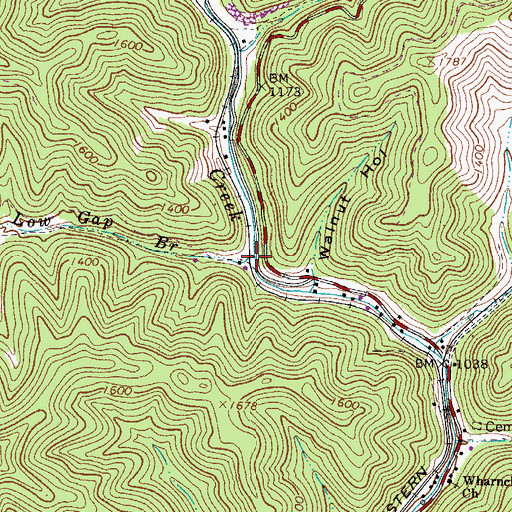 Topographic Map of Low Gap Branch, WV