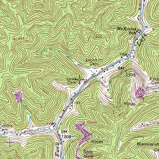Topographic Map of Lowe Cemetery, WV