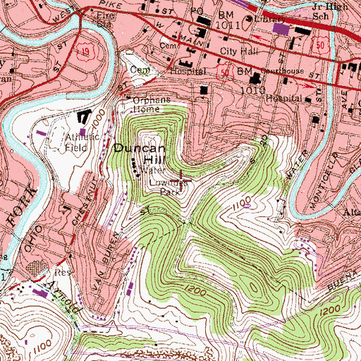 Topographic Map of Lowndes Park, WV