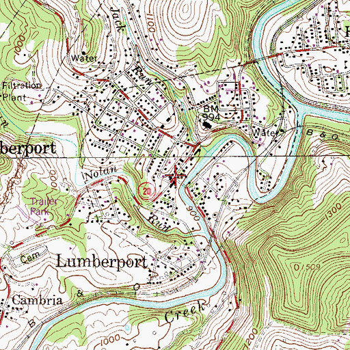 Topographic Map of Lumberport, WV