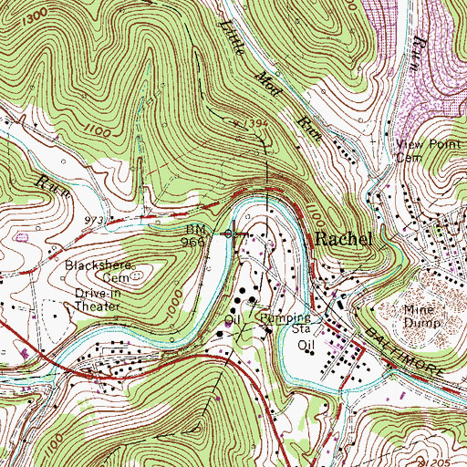 Topographic Map of Mahan Run, WV
