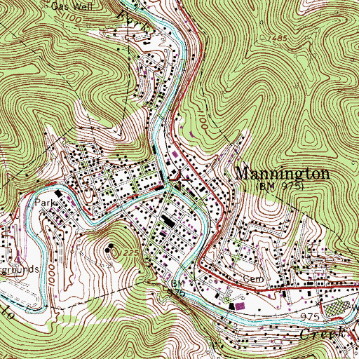 Topographic Map of Mannington, WV