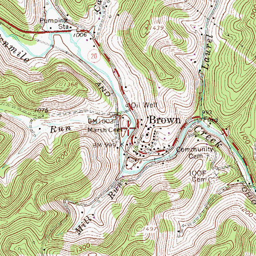 Topographic Map of Marsh Cemetery, WV