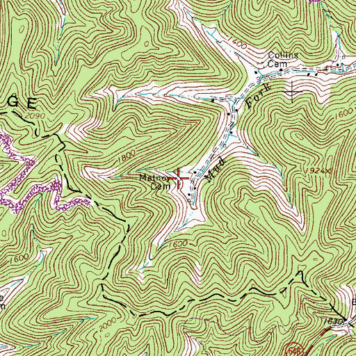 Topographic Map of Matney Cemetery, WV