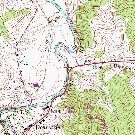 Topographic Map of Maxwell Run, WV