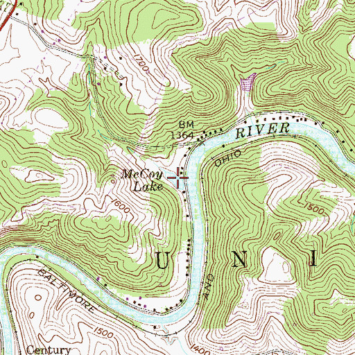 Topographic Map of McCoy Lake, WV