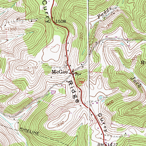 Topographic Map of McGee, WV
