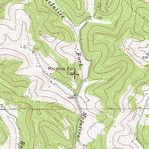 Topographic Map of McIntire Fork Cemetery, WV