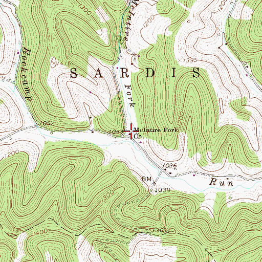 Topographic Map of McIntyre Baptist Church, WV