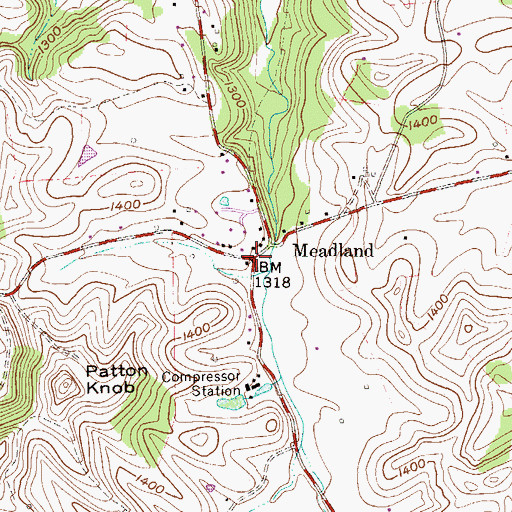Topographic Map of Meadland, WV