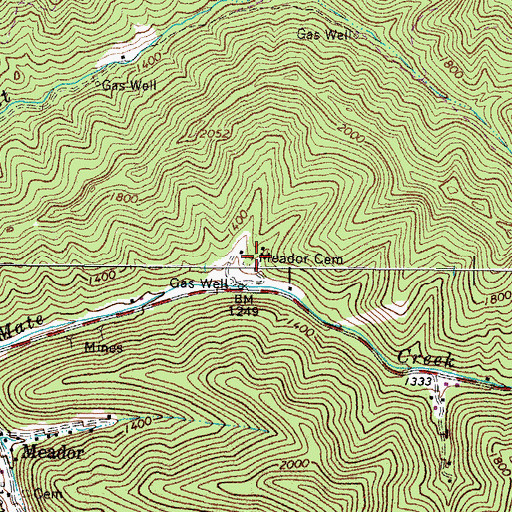 Topographic Map of Meador Cemetery, WV