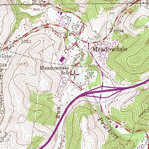 Topographic Map of Meadowdale School (historical), WV
