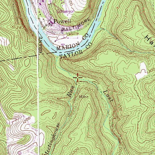 Topographic Map of Meetinghouse Run, WV