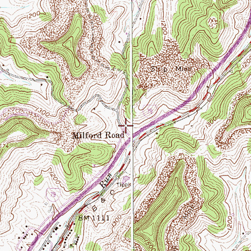 Topographic Map of Milford Road, WV