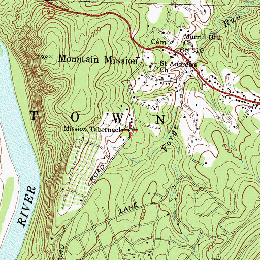 Topographic Map of Mission Tabernacle, WV