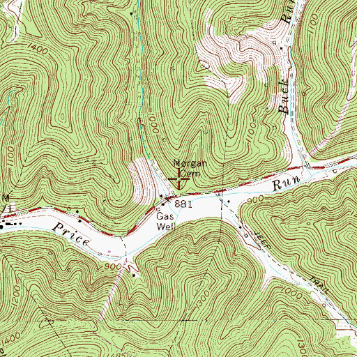 Topographic Map of Morgan Cemetery, WV
